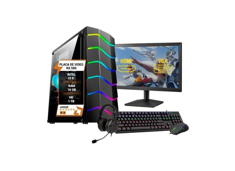 Pc Gamer Completo Intel Core I3 9 Ram 16Gb Rx 580 8Gb Ssd