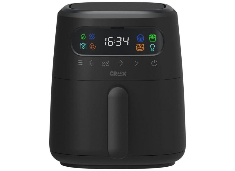 Fritadeira Elétrica Air Fryer 3L com Tecnologia TurboCrisp, Controle de Temperatura e Desligamento Automático, 110v 1300W, CRUX, Preta