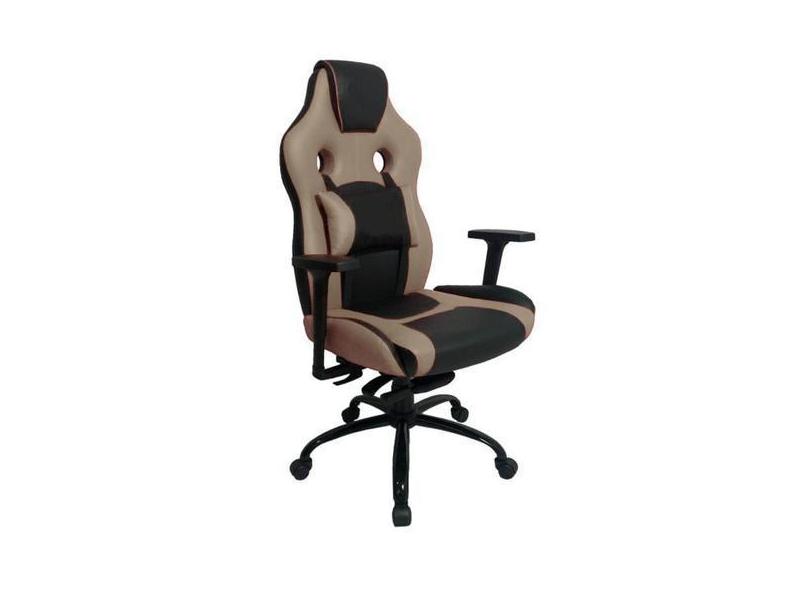 Cadeira Gamer Com Almofada Linha Gamer Racing Bege - Design Office Móv