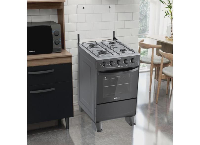 Fogão de Piso a Gás 4 Bocas Acendimento Automático Delicato Plus Preto
