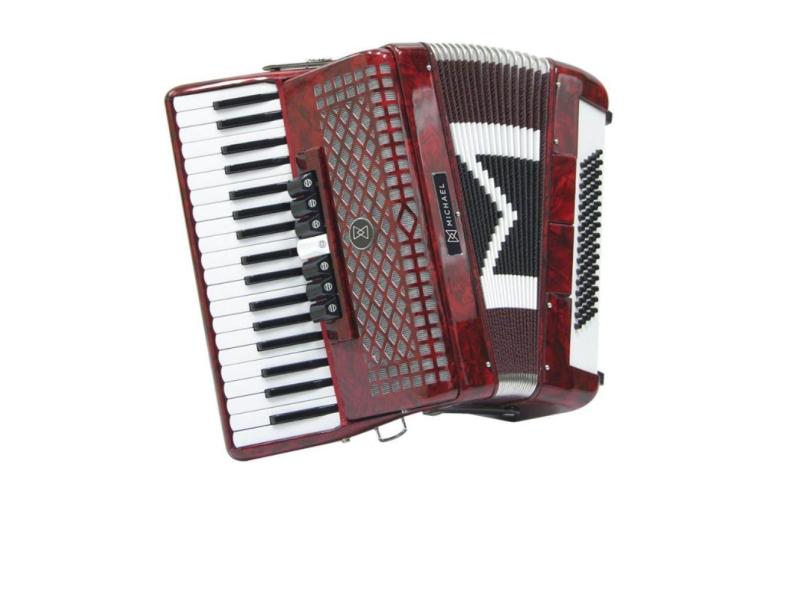 Acordeon Michael ACM8007 PRD 80 Baixos 7 Registros Vermelho Perolado