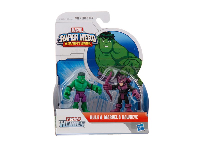 Boneco Marvel Playskool Heroes Hulk e Hawkeye A7109/B1042 - Hasbro