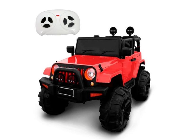 Mini Carro Jeep Elétrico Infantil Vermelho12V Luzes Som Com Controle