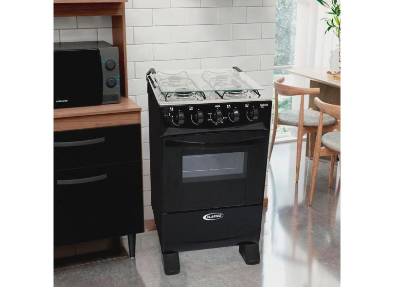 Fogão a Gás Delicato Plus 4 Bocas Acendimento Automatico Preto