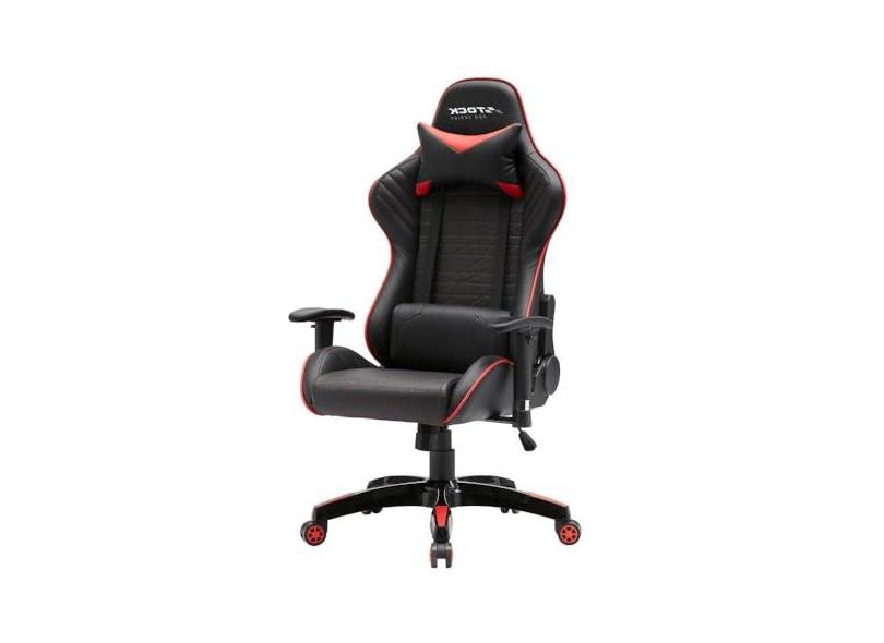 Cadeira Gamer Giratória Stock Car Blume Office Poliuretano (pu) Preto e Vermelho Base Rodízio Preto
