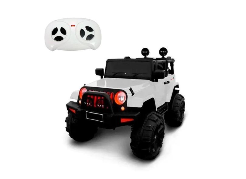 Mini Carro Jeep Elétrico Infantil Importway Branco 12V Até 25 Kg Luzes Som Bivolt Com Controle