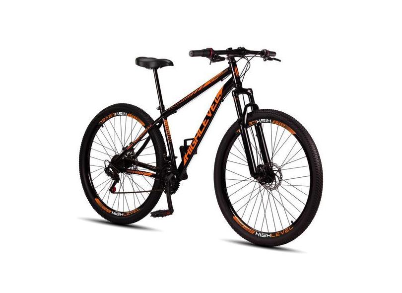 Bicicleta Aro 29 Aço Carbono Highlevel Freios A Disco Suspensão 21 Mar