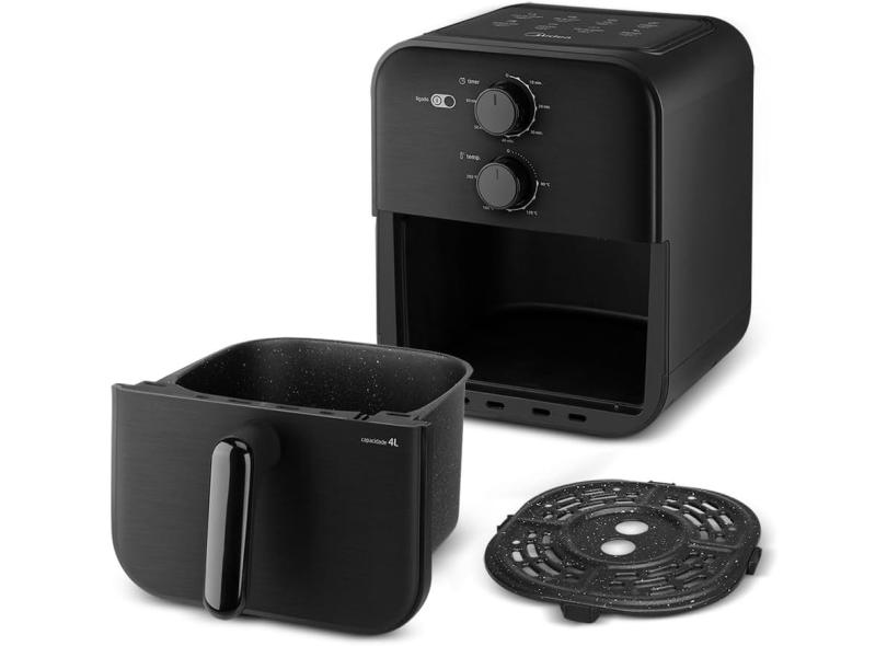 Fritadeira Elétrica Sem óleo Air Fryer Midea BlackStone MAF400P0APK 4l 