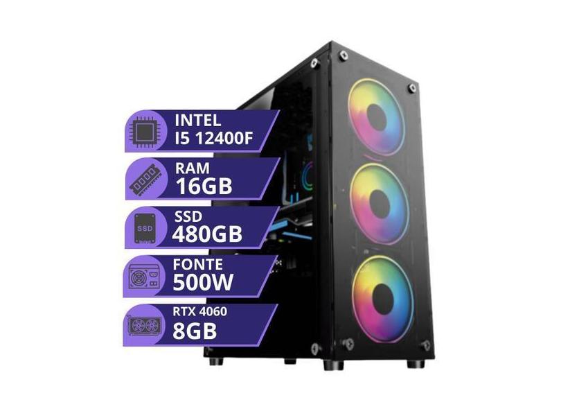 Pc Computador Gamer Processador Intel Core I5 12400F Memória 16gb SSD 