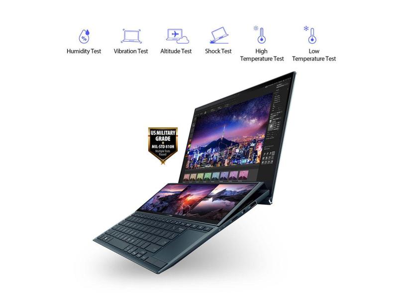 Notebook Asus Zenbook Intel Core i7 1165G7 11ª Geração 16.0 GB de RAM 2048.0 GB 14.0 " Full Touchscreen GeForce MX450 Windows 10 Pro Duo UX482EG