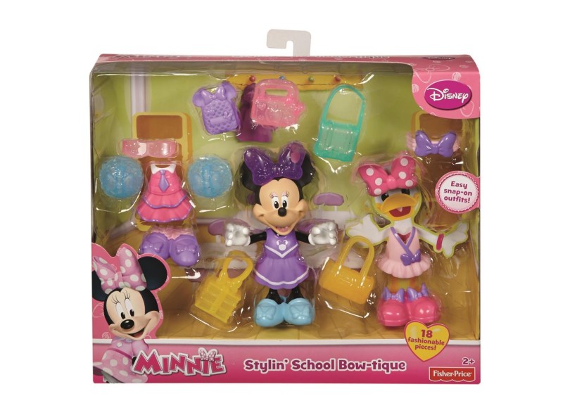 Boneca Disney Minnie Acessórios de Moda Escola Mattel