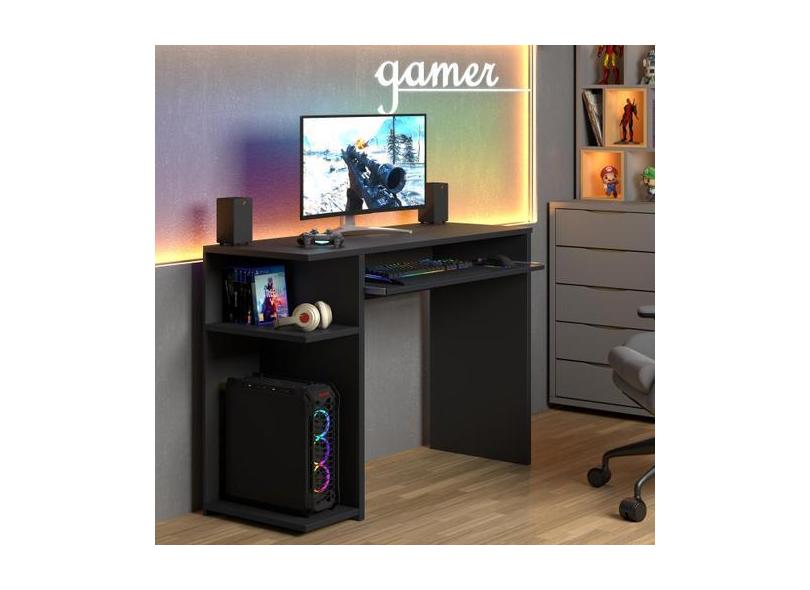 Mesa Gamer Jm Com Uma Prateleira E Suporte Elevado Para Cpu - Jm3 Móve