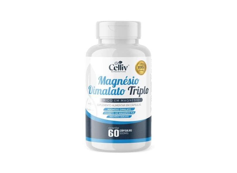 Magnésio Dimalato Triplo (Dimalato, Quelato e Cloreto de Magnésio P.A) 60 Caps Celliv