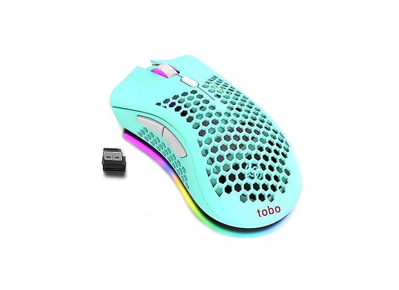 Mouse leve para jogos, mouse para jogos sem fio recarregável com receptor USB RGB Backlight Mouse de computador para laptop, PC