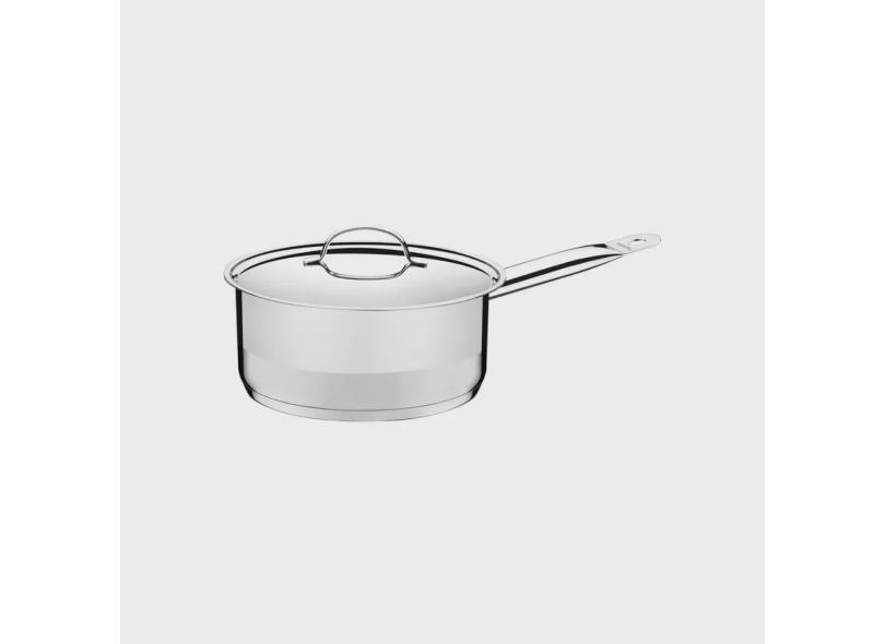 Panela Tramontina Professional em Aço Inox Fundo Triplo com Tampa Plana Detalhe Satinado 16 cm 1,4 L