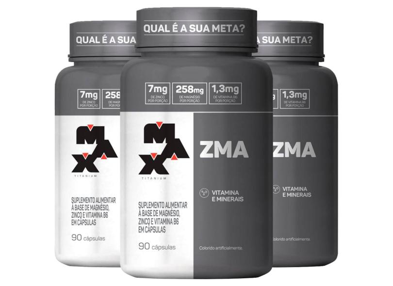 3x Zma Aumento De Testosterona Com 90 Cápsulas Max Titanium Com O