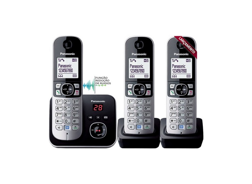 Telefone sem Fio Panasonic com 2 Ramais Secretaria Eletrônica KX-TG683
