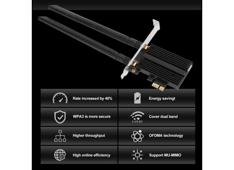 Placa de rede sem fio para desktop pci E Gigabit 3000M Bluetooth WiFi 6E para AX210 Pro com o