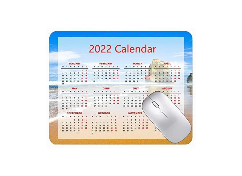 Mouse pad colorido calendário 2022 ano 2022 rochas mar praia ondas antiderrapante mouse pad borracha