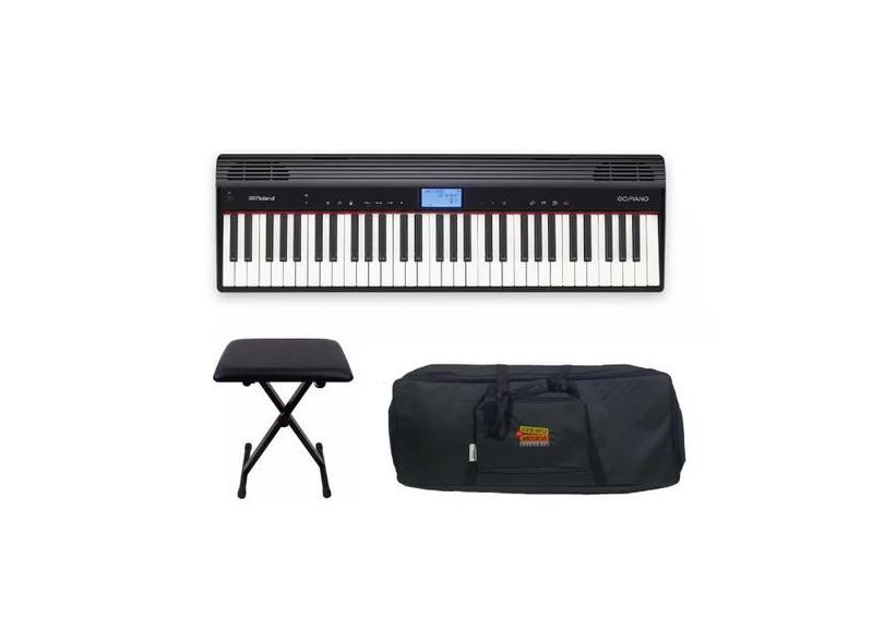 Kit Teclado Roland Go Piano Go61p Com Banqueta E Capa