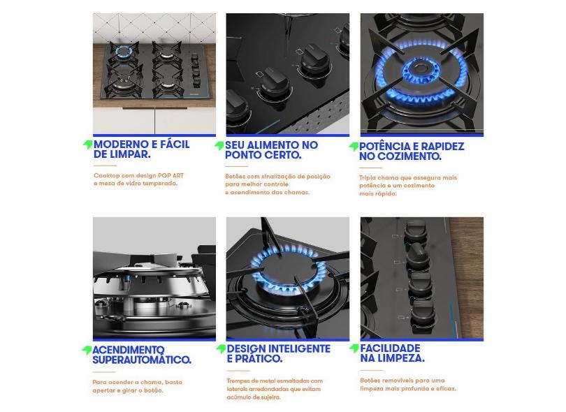 Cooktop Itatiaia 4 Bocas Acendimento Superautomático Midi Pop Art