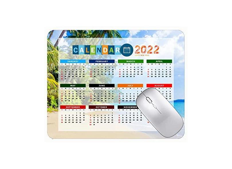 Mouse pad colorido calendário 2022 ano 2022 praia areia mar cerca escritório mouse pad