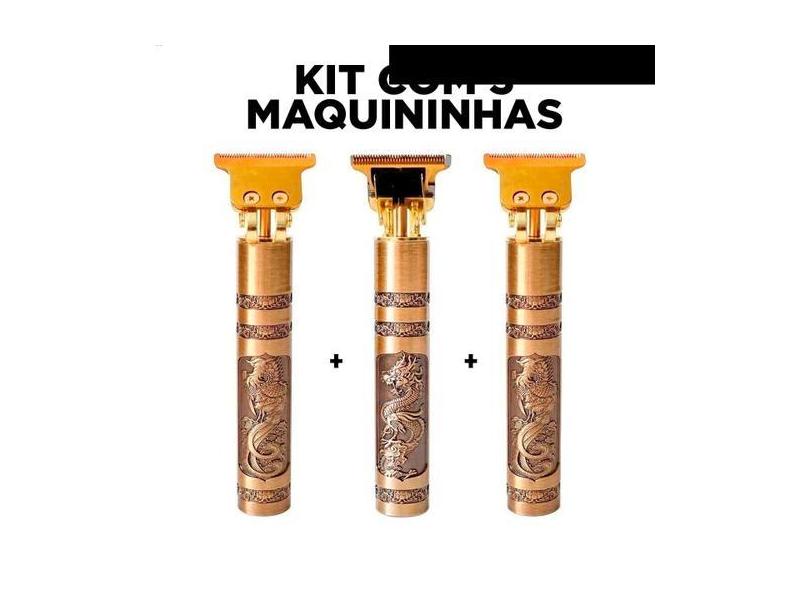 Kit Com 3 Maquininhas Dragão Retro Barba Profissional Ultra Afiado - R