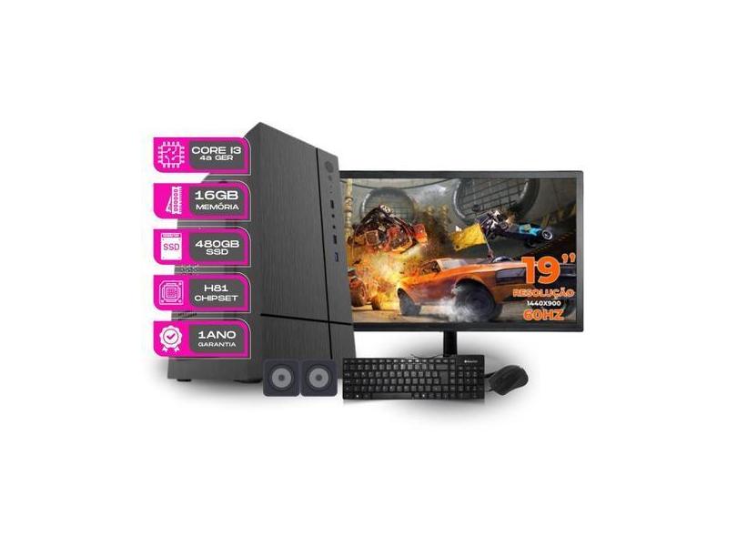 Computador Completo Core i3 4150 4ª ger 16gb 480gb ssd sata kit teclad