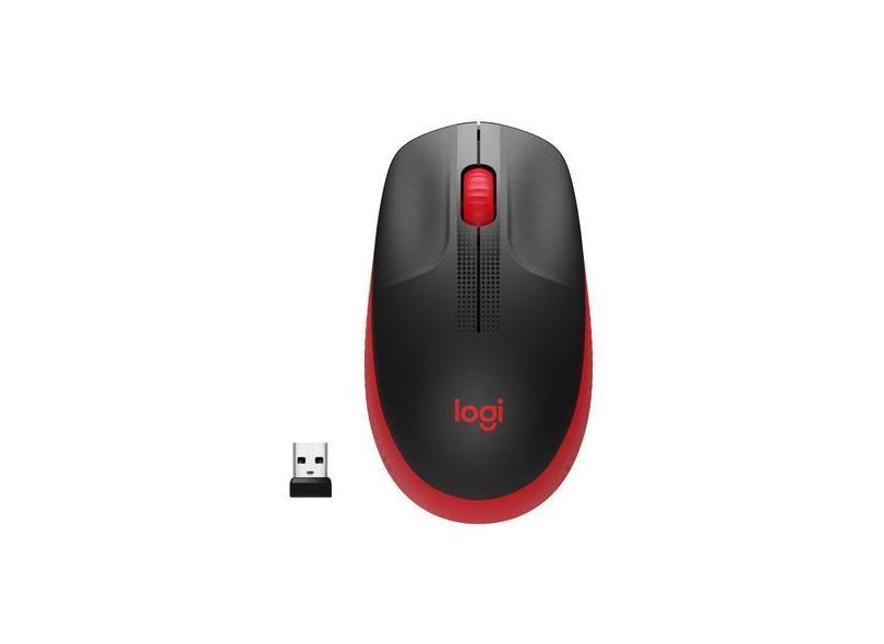 Mouse Sem Fio Logitech Óptico 1000Dpi 3 Botões - M190 Vermelho