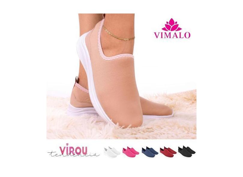 Tênis Feminino Meia Calce Fácil Slip On Leve Flexível Confortável Para