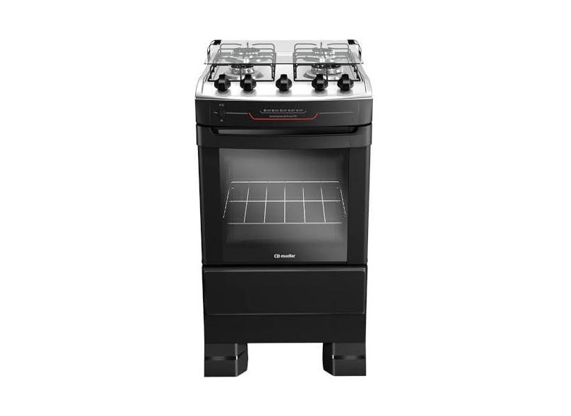 Fogão Mueller 4 bocas Preto com acendimento automático total Bivolt MFI4BF
