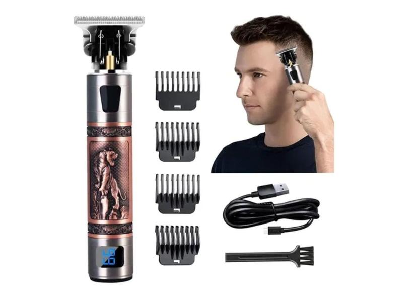 Aparador de cabelo LCD sem fio com 4 pentes limitados e carregamento USB