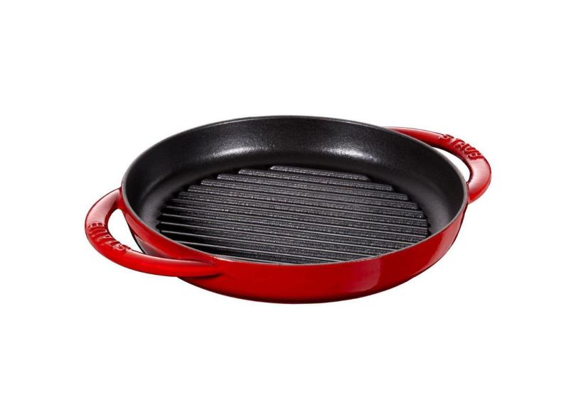 Grelha Redonda Com Alça, 22 Cm, Cereja, Ferro Fundido, Staub