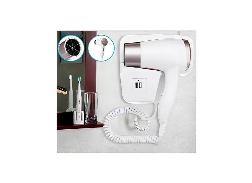 Secador De Cabelo Parede Banheiro Casa Hotel Spa Usb - ZEM