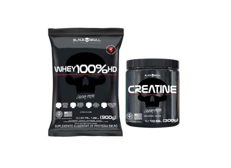 Kit Whey 100% Hd Refil 900G + Creatine 300G Blackskull