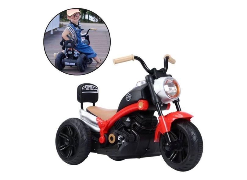Mini Moto Elétrica Vermelha Infantil 6v Triciclo C/ Luz Som