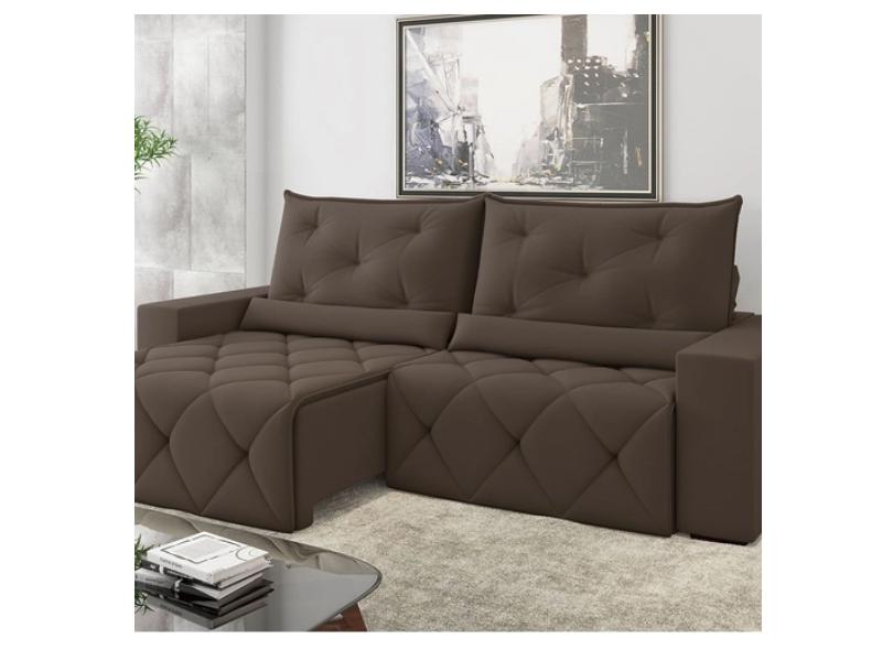 Sofá 4 lugares Reclinável Retrátil Suede Havana 250cm Besthouse