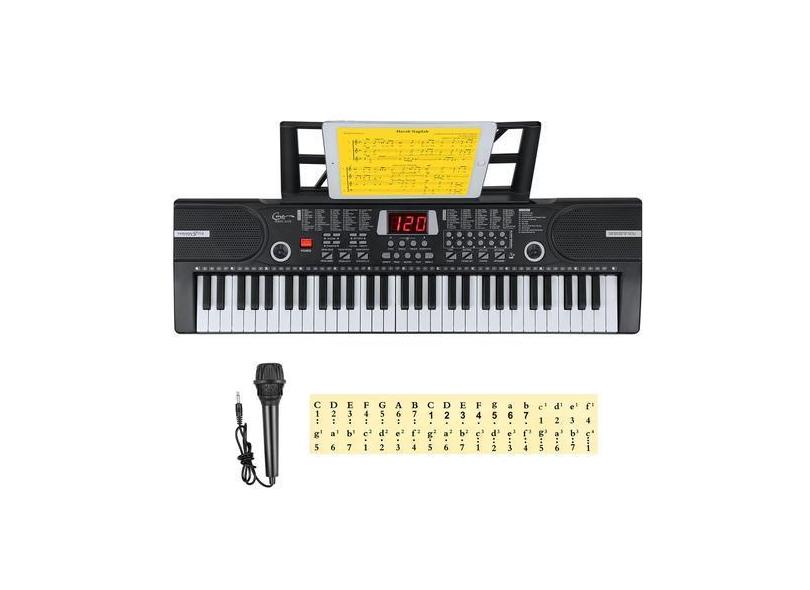 Teclado de piano Hricane 61 teclas para iniciantes com microfone e sup