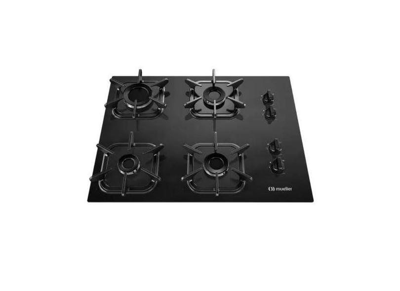Cooktop 4 Bocas com Queimador Ultra Chama Preto Bivolt Mueller, Bivolt