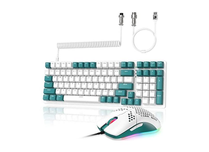 ZIYOU LANG Combo de teclado e mouse mecânico para jogos K3, teclado retroiluminado de 98 teclas e mouse ultra-leve, interruptor azul tipo C para cabo USB, teclado com fio para PC/Mac/Windows