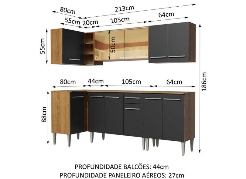 Cozinha Completa 1 Gaveta 11 Portas Emilly Play Madesa