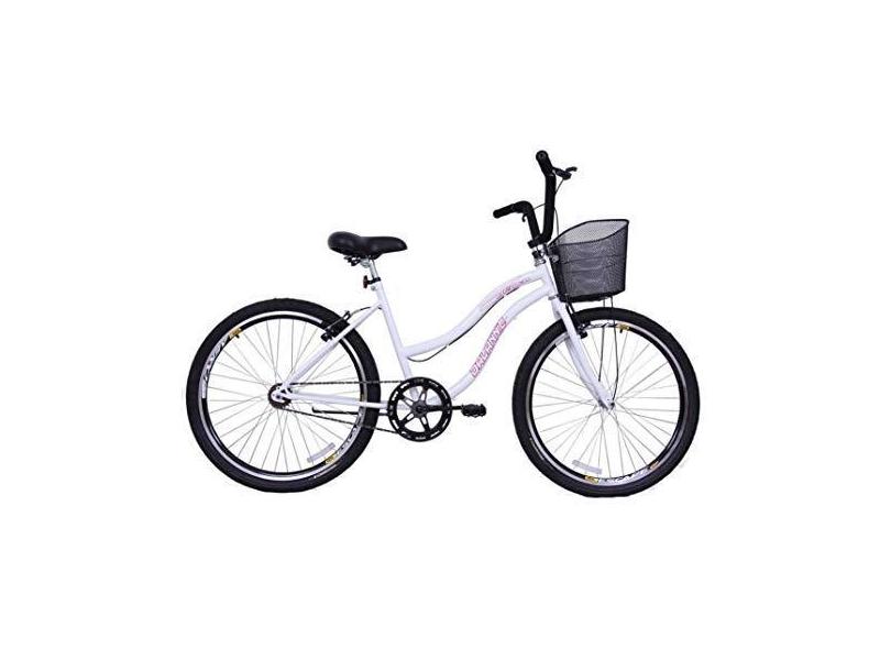 Bicicleta Aro 26 Feminina Beach Sem Marcha Branca