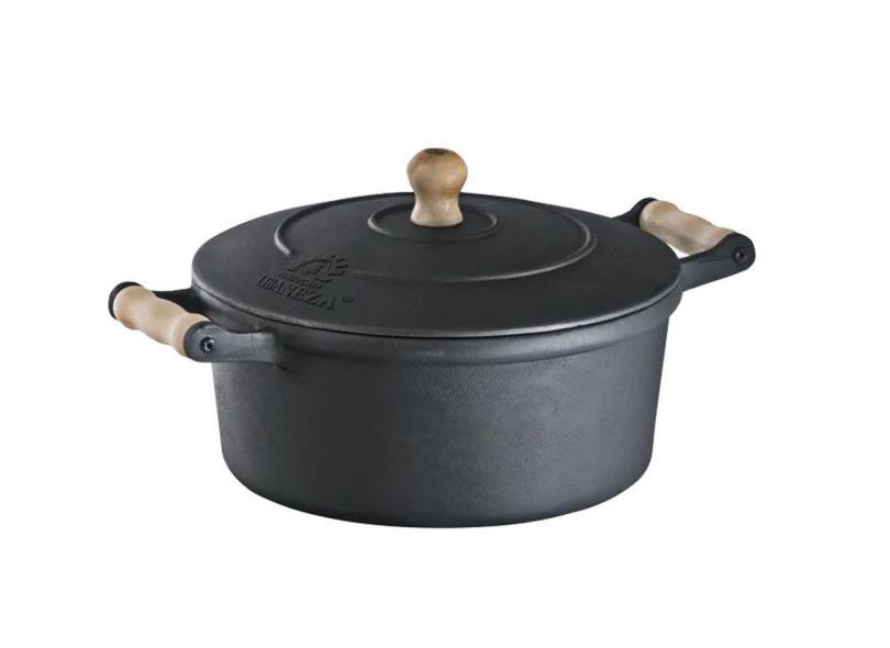 Caçarola Alça De Madeira Tampa De Ferro 6,5 Litro 28Cm