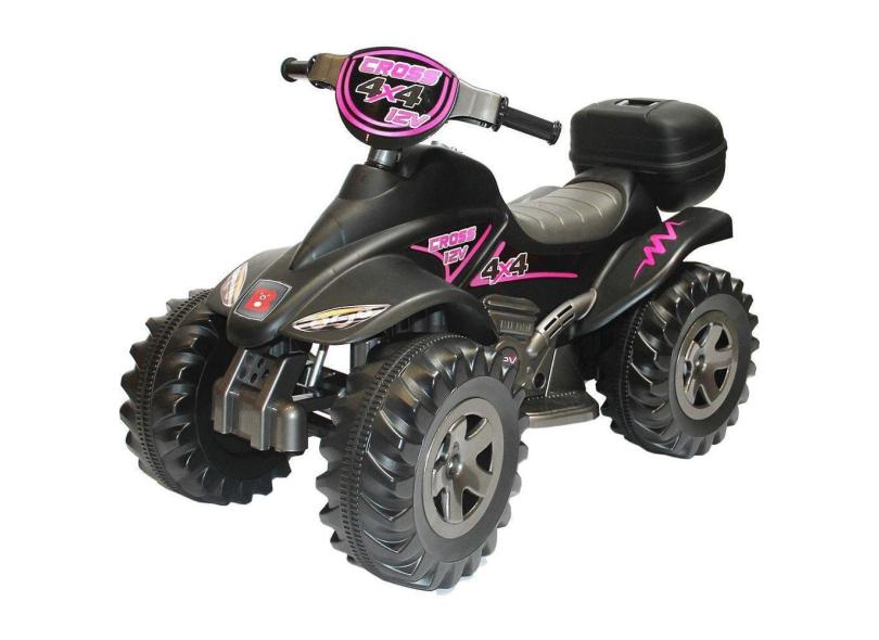 Carrinho Eletrico Biemme Super Quatry Cross 12V Preto Girl Rosa