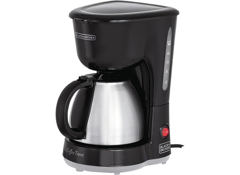 Cafeteira Elétrica 18 Xícaras Black & Decker CM15 com Jarra Inox Preta e Prata 220V