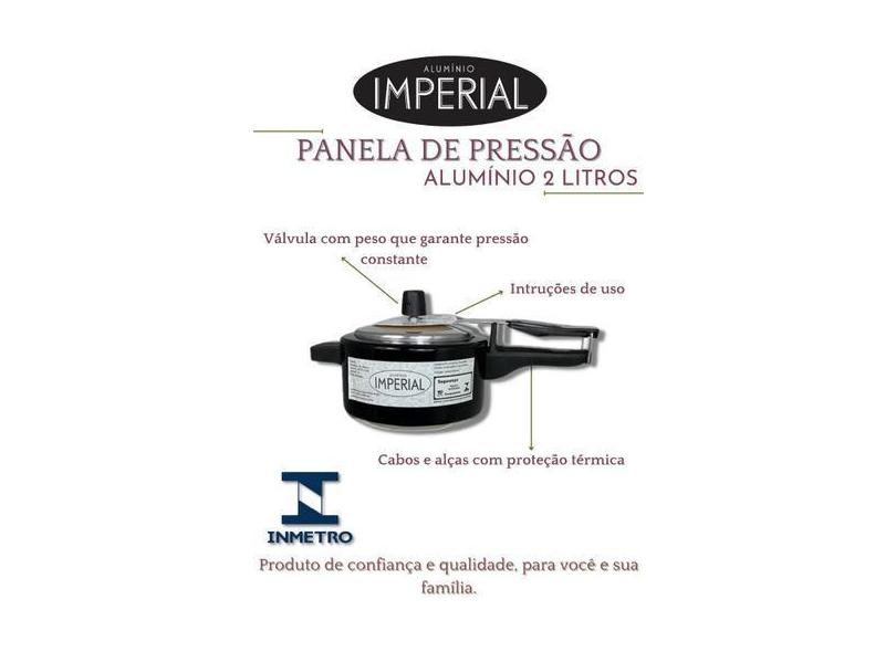 Panela De Pressão 2 Litros Alumínio Preta Resistente - Alumínio Imperi