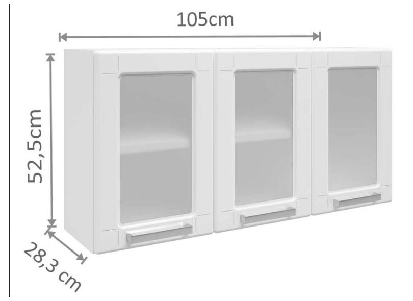 Cozinha Compacta 1 Gaveta 12 Portas com vidro Multipla Bertolini