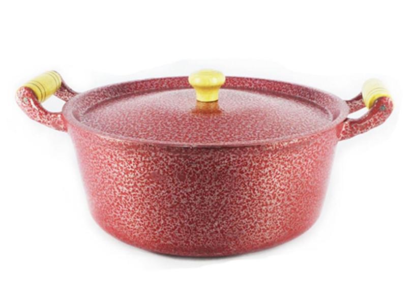 Caçarola Panela Reta Craqueada De Alumínio Alça Madeira 38Cm