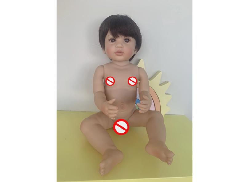 Bebê Reborn menino corpo inteiro em silicone 55cm