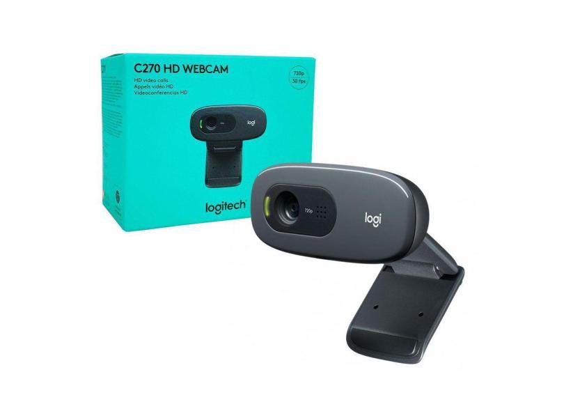 Webcam Logitech C270, Resolução Hd 720P/30Fps, Microfone